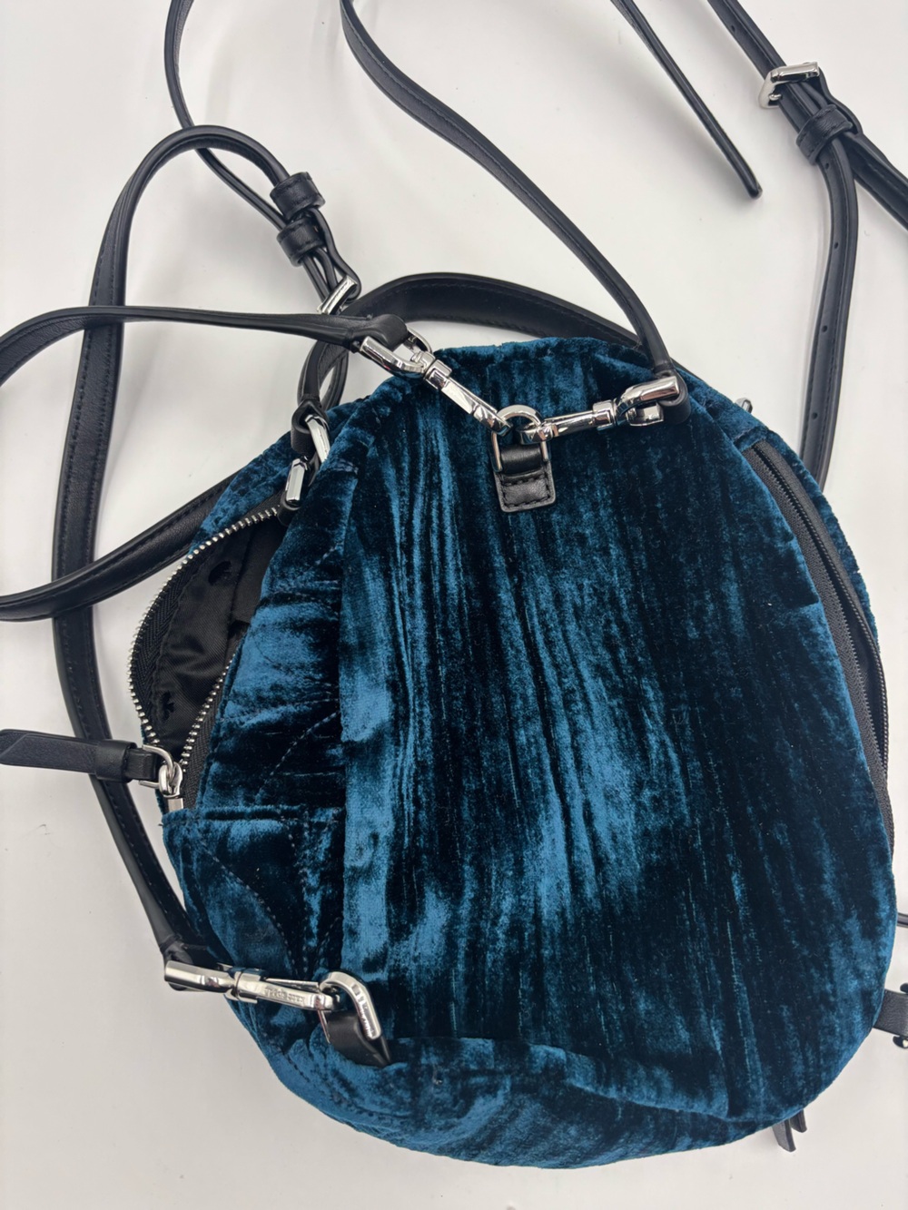Kate Spade Briar Lane Velvet Quilted Mini Backpack in Deep Teal blue - Picture 4 of 6